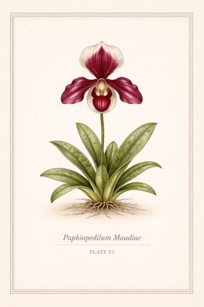 Orchid Botanical Plate VI — Paphiopedilum Maudiae